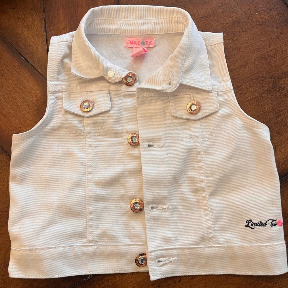 Girls Limited Too white denim vest size 5